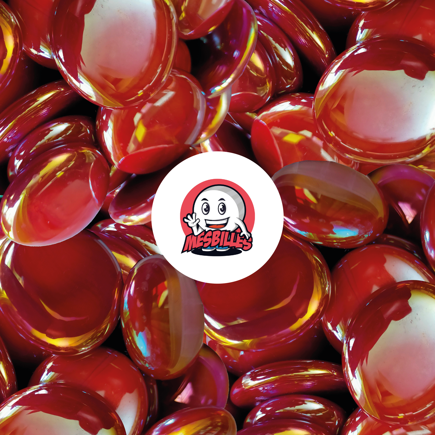 1 Bille Plate Glossy Rouge 30 mm
