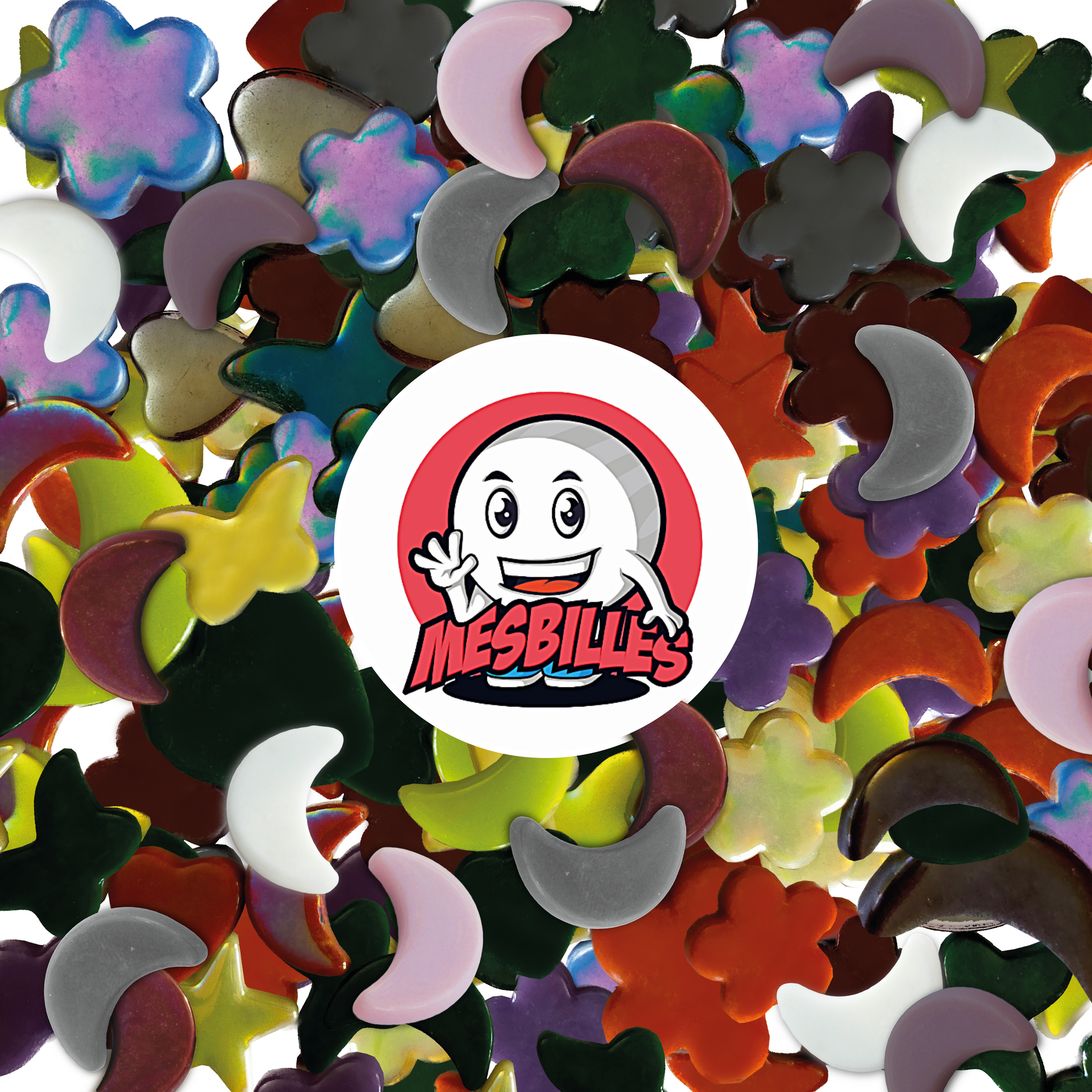 Logo MesBilles sur des Billes Lune Rose  Perle extra plate