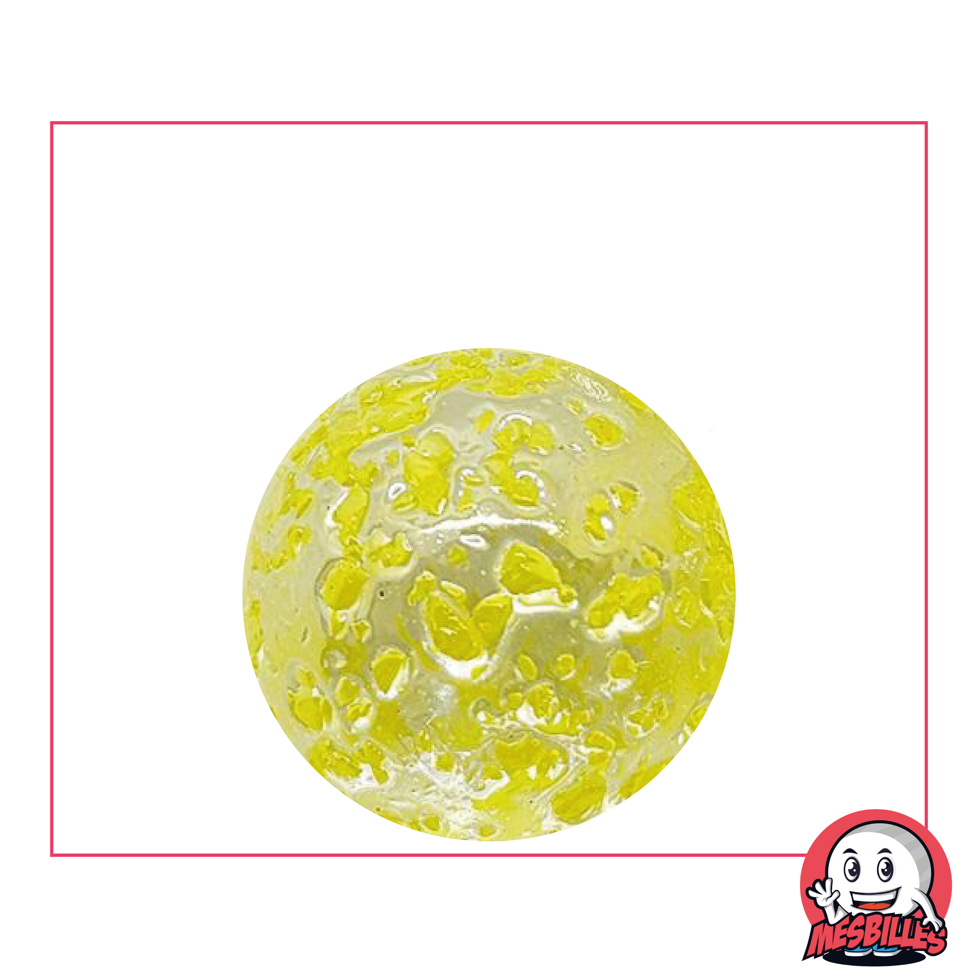 Bille Pépite 25 mm verre translucide éclats jaune - MesBilles