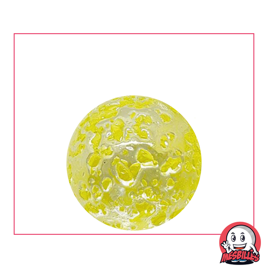 Bille Pépite 25 mm verre translucide éclats jaune - MesBilles