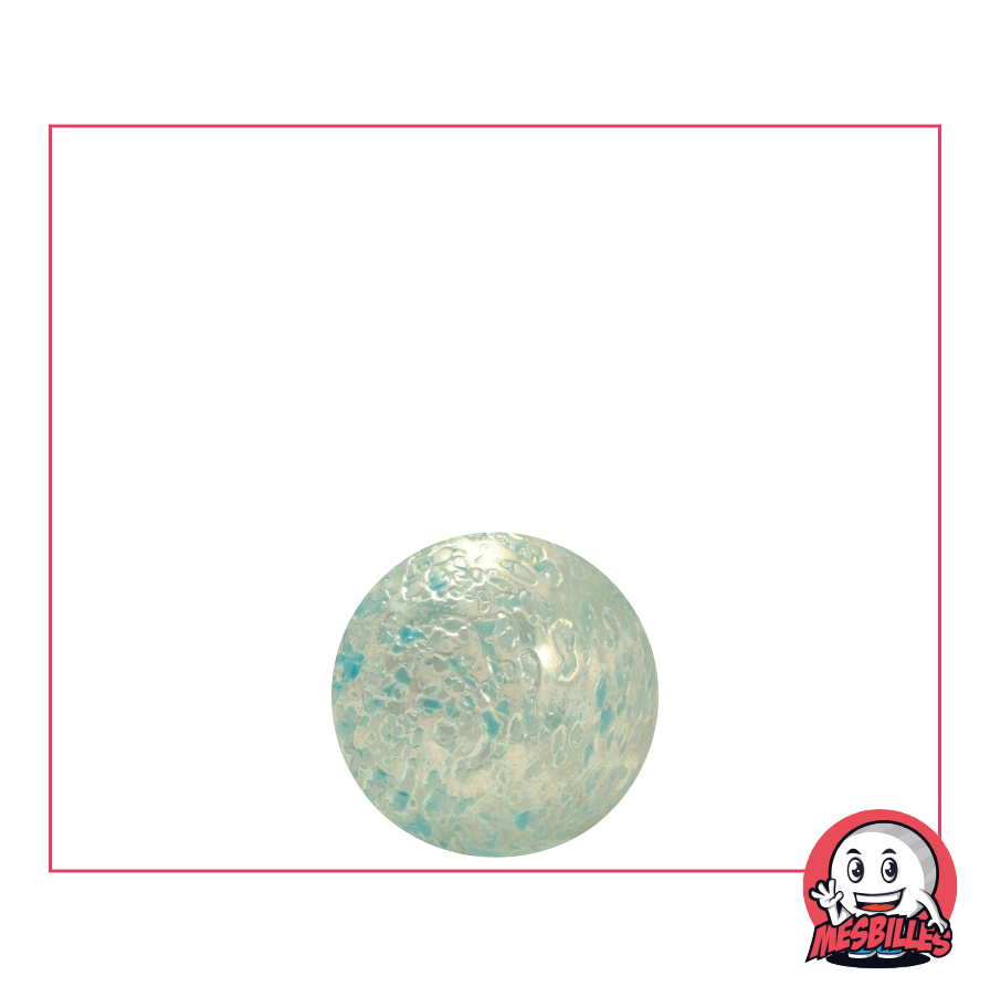 Bille Pépite 14 mm verre translucide recouvert d'éclats Bleu - MesBilles