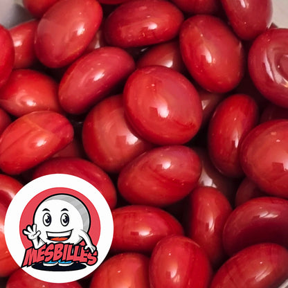 Petit Galet en verre Opaque de Couleur Rouge, Collection Bille Perle.