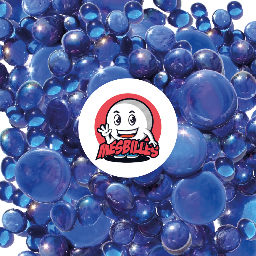 MesBilles - 250 gr Plates, mélange bleu nuit, 30mm, 18mm, 12mm, brillantes et opaques