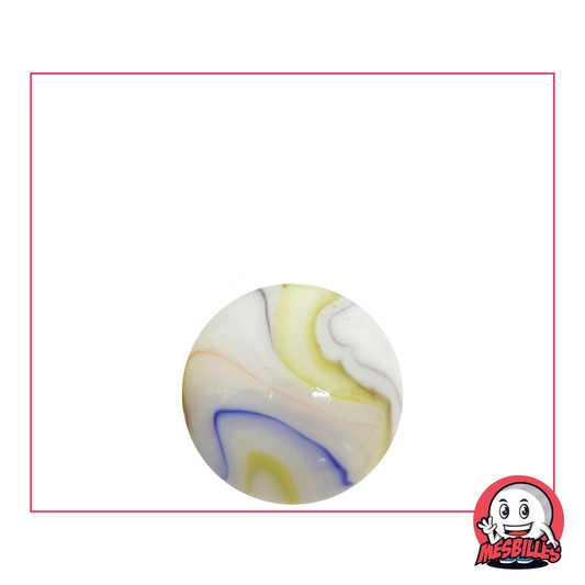 1 Bille Multi-chiffonnade de 16 mm, bille en verre blanc opaque recouverte de zébrures Multi-Couleur