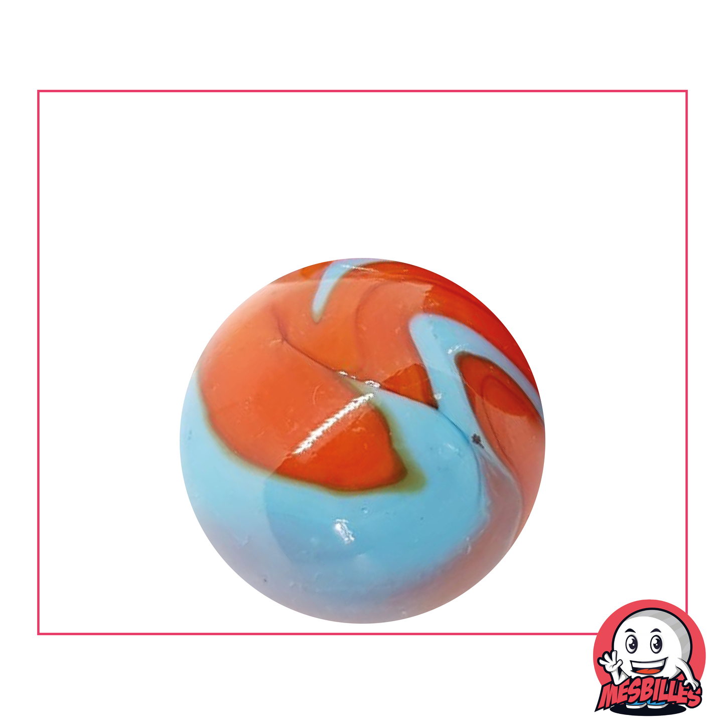 Bille 25 mm orange et turquoise opaque - MesBilles