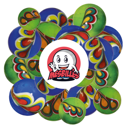 1 Bille Art Paon Bleu 16 mm