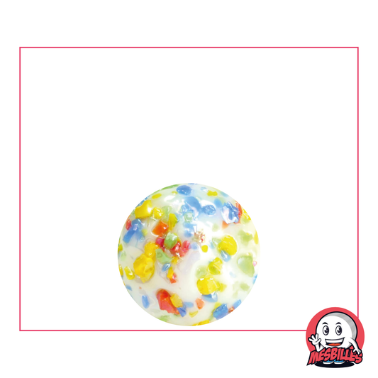 Bille 16 mm blanche opaque recouverte d'éclats multi-couleurs - MesBilles