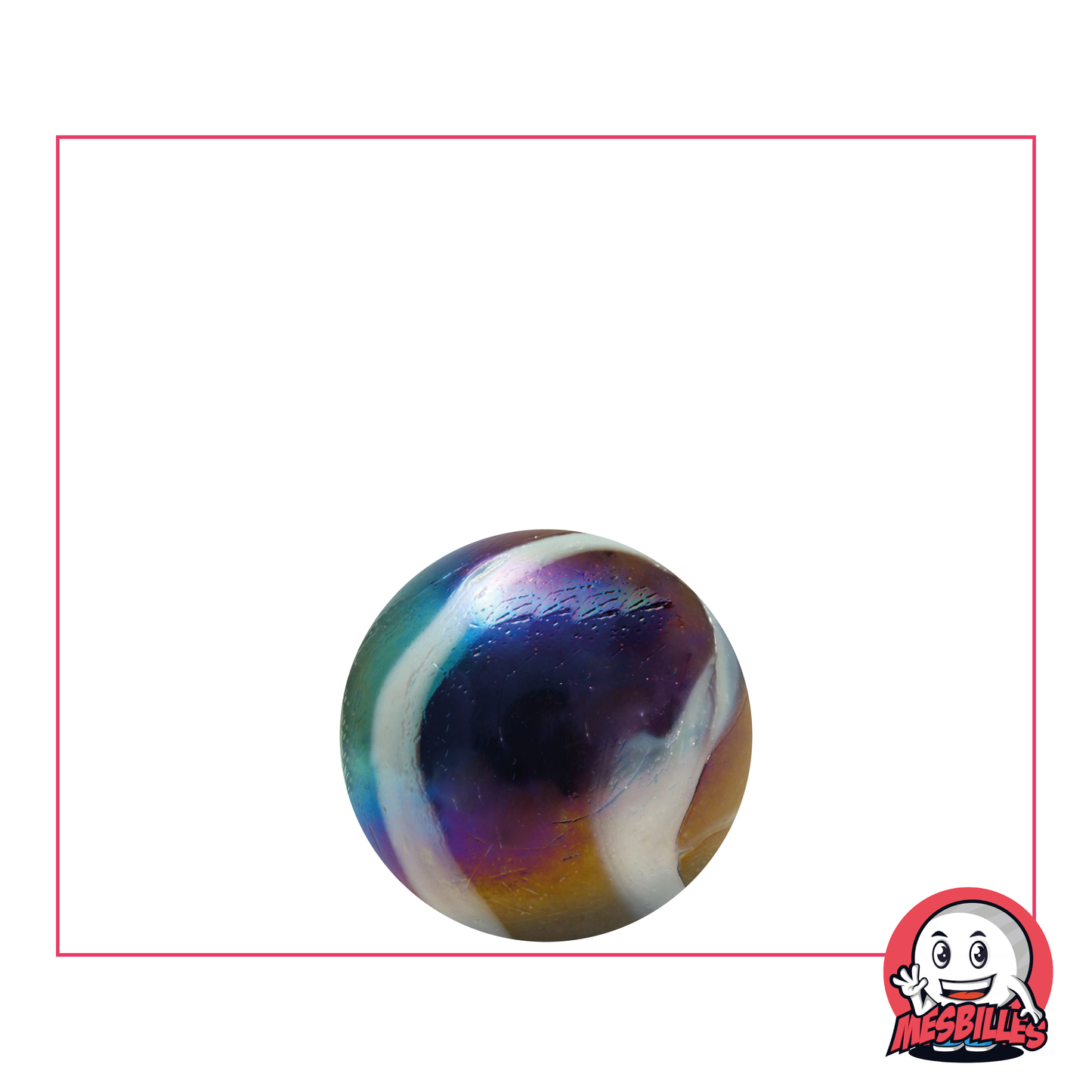 Bille Pétrole 16 mm, bille en verre ronde noir opaque, bille brillante avec reflet nacré en surface