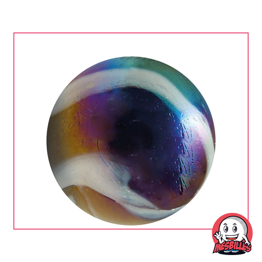 Bille en verre Pétrole 42 mm, bille noire brillant avec reflets nacrés irisés, bille grande taille