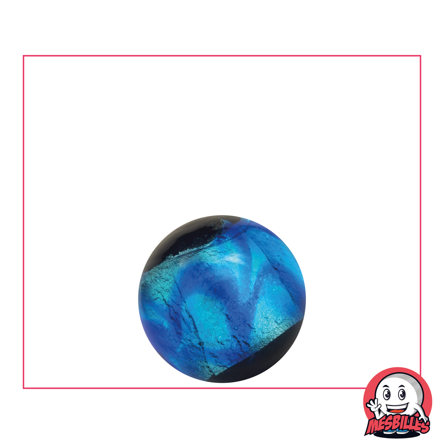 Bille Art Machu Picchu Bleu 16 mm haut de gamme, noire cerclée d'un ruban métallisé bleuté
