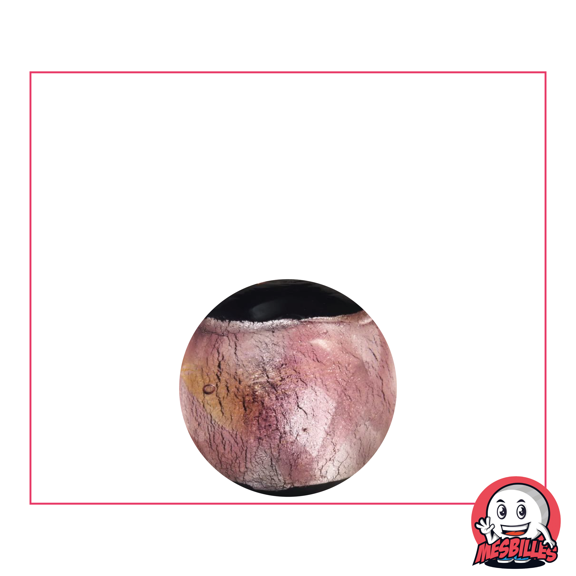 Bille Art Machu Picchu Violet 16 mm haut de gamme, noire cerclée d'un ruban métallisé rose violet