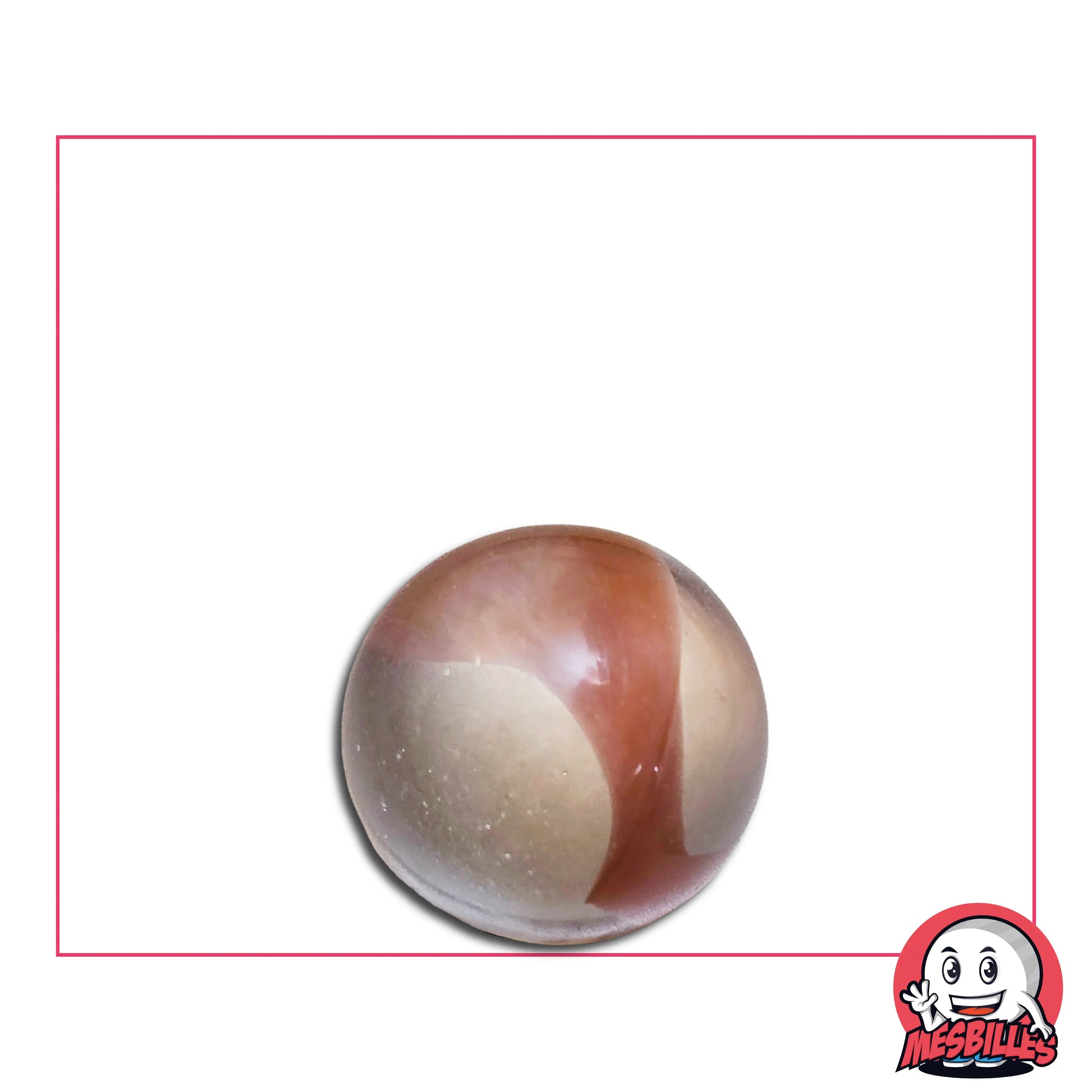 Bille d'Art Plume Rose, bille en verre de Bohème de 16 mm. La légèreté d'une plus dans une bille d'art.