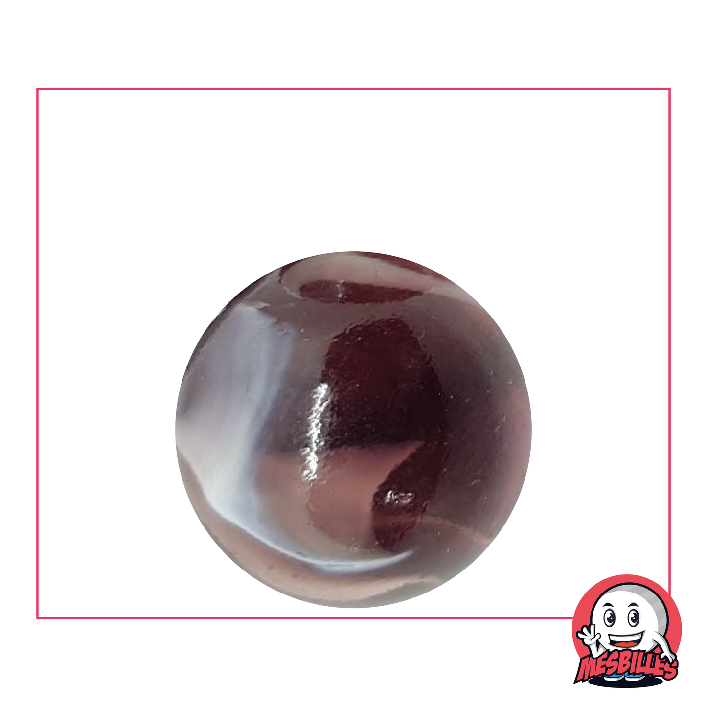 1 Bille Pourpre 25 mm en verre de couleur Rose - Violet, bille de 2,50 cm typre calot