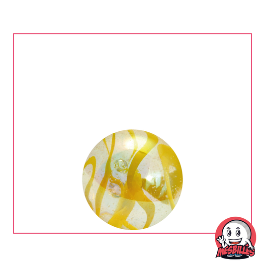 Bille JAUNE Bleu 16 mm, Bille en verre translucide traversée de striées colorées - MesBilles
