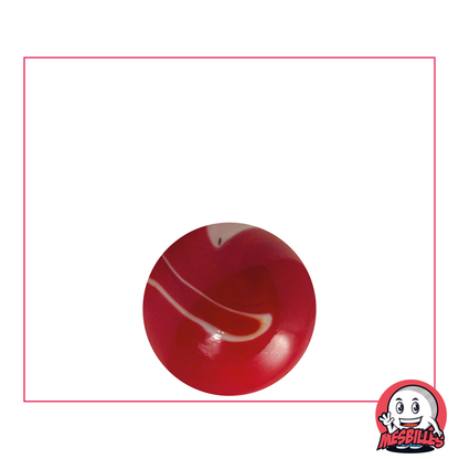 Bille rouge opaque avec traces de blanc, bille en verre opaque, 16 mm - MesBilles