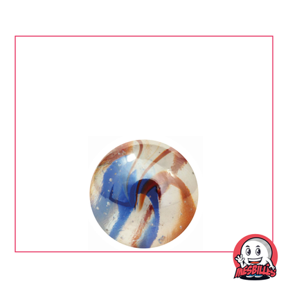 Bille Scorpion de 16 mm bille ronde en verre translucide couleur cristal striée de bleu et de rouge