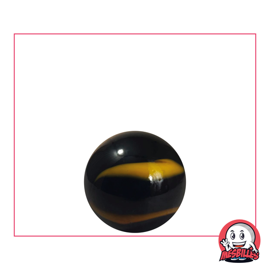 Bille Souterraine de 16 mm, bille en verre opaque de couleur noire avec des traces jaune en surface