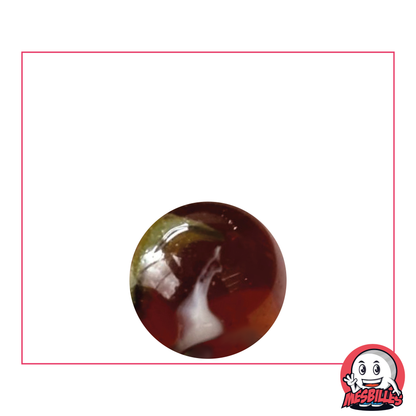 Bille Stégosaure 16 mm - Verre Translucide Ambre-Foncé strié de Vert et Blanc - MesBilles
