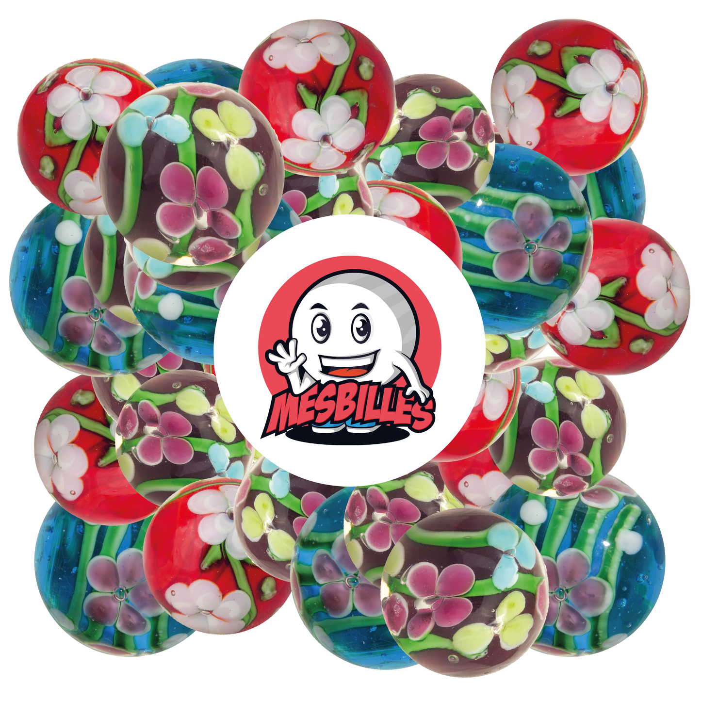 1 Bille Art Tige Fleurie Bleu 22 mm