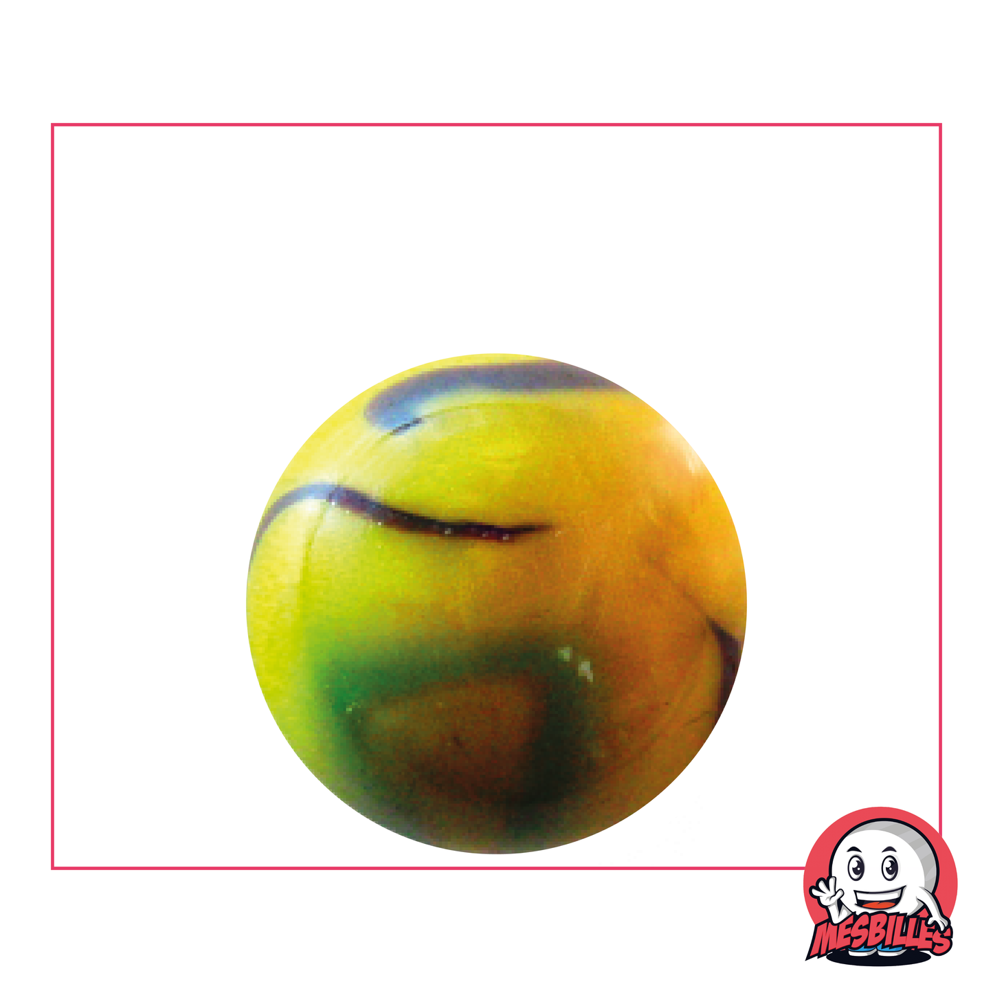 Bille Tigre du Bengal, ronde de 25mm, brillante aux couleurs jaune et vert - Une beauté sauvage