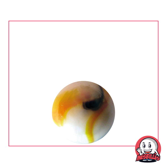 Bille Tigre Jaune Opaque de couleur Blanc strié de Jaune et Marron de 16 mm - MesBilles
