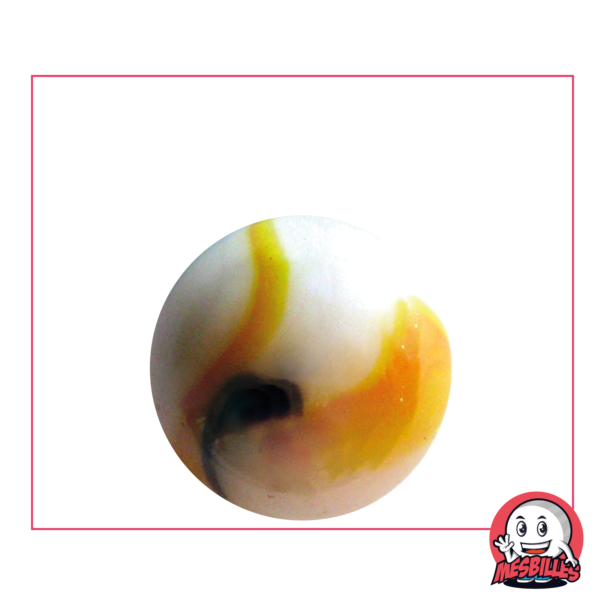 1 Bille Tigre Jaune 25 mm en verre de couleur Vert - Jaune, bille de 2,50 cm de type calot