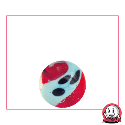 Bille d'art Yin-Yang Rouge 16mm, bille opaque majoritairement rouge, Bille d'art pour cadeau spécial