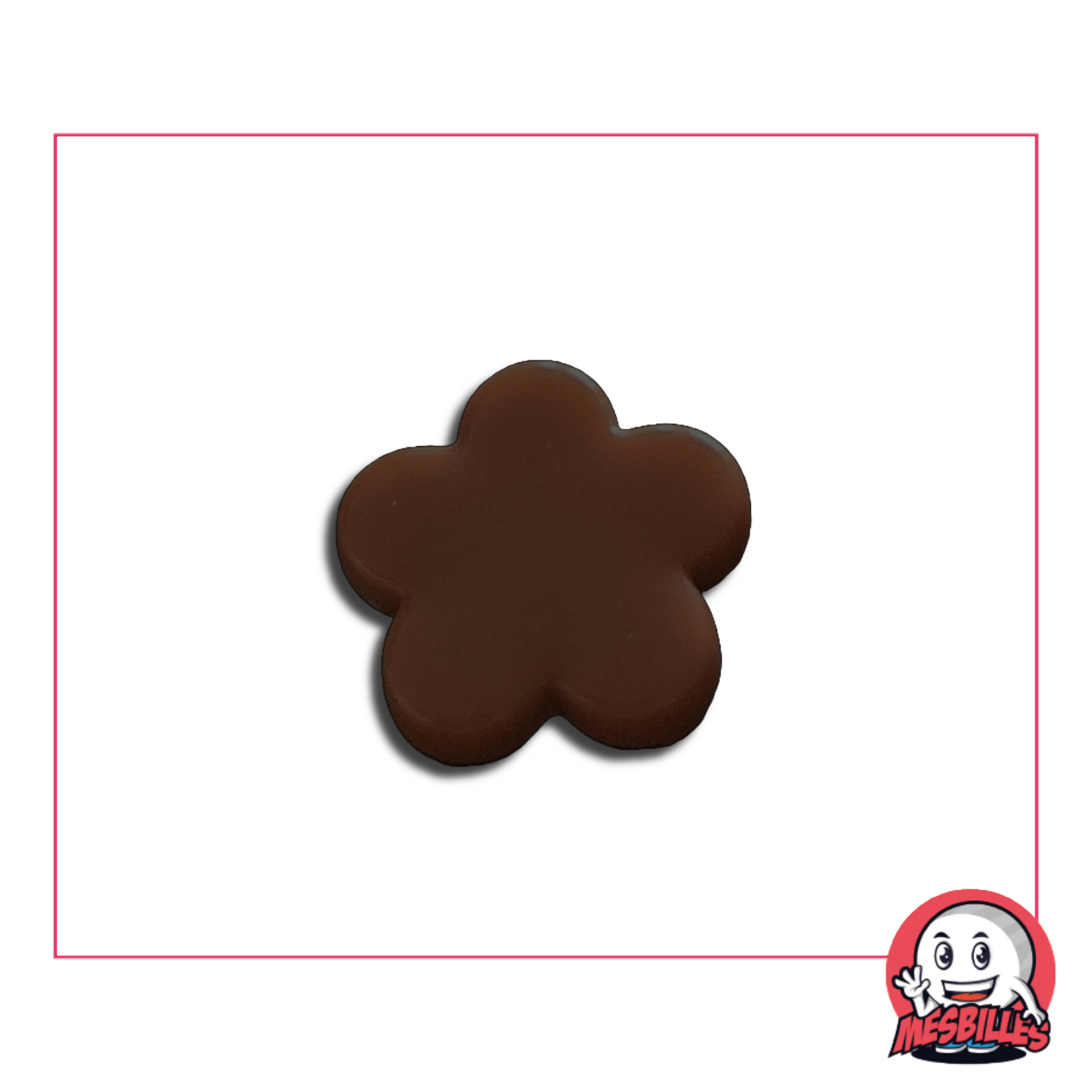 Bille fleur extra plate perle violet chocolat – vue de face isolée sur fond neutre
