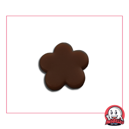Bille fleur extra plate perle violet chocolat – vue de face isolée sur fond neutre
