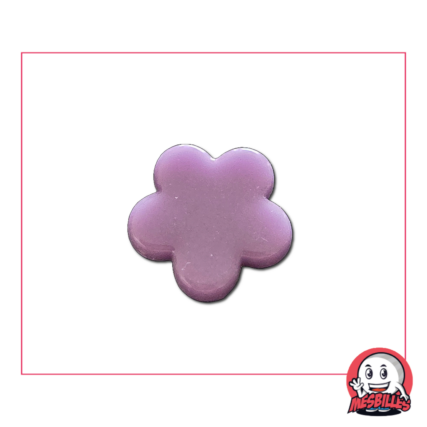 Bille fleur extra plate perle violet clair – vue de face isolée sur fond neutre
