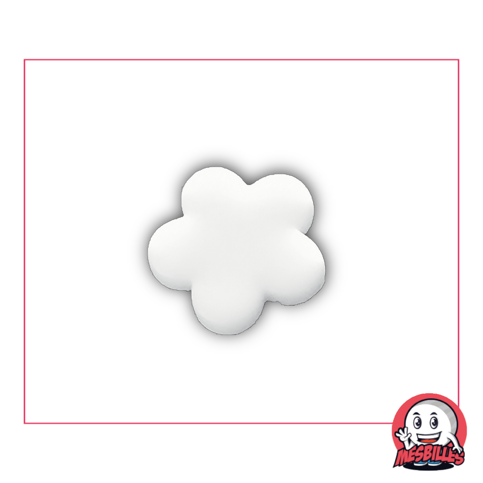 Bille fleur perle blanc extra plate – vue de face isolée sur fond neutre
