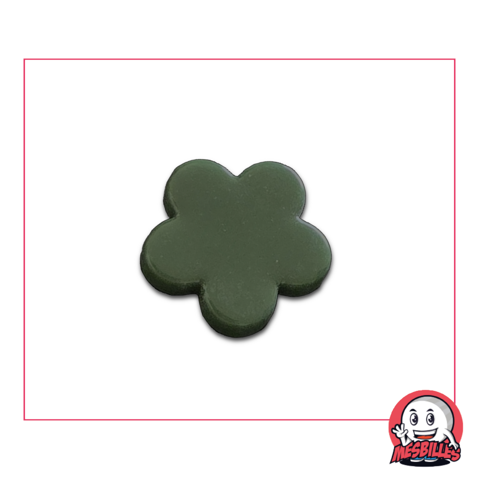 Bille fleur extra plate perle vert nuit – vue de face isolée sur fond neutre
