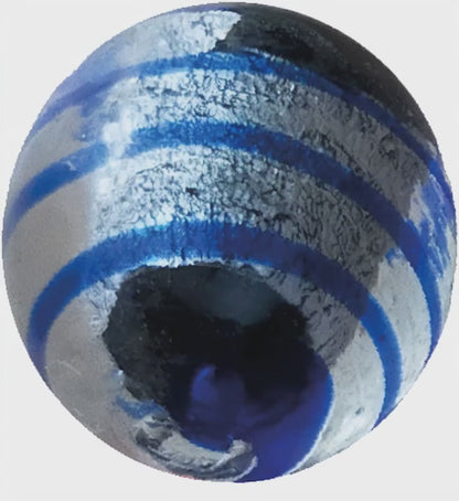 1 Bille Oeil de Dragon Argenté Rayé Rouge 16 mm